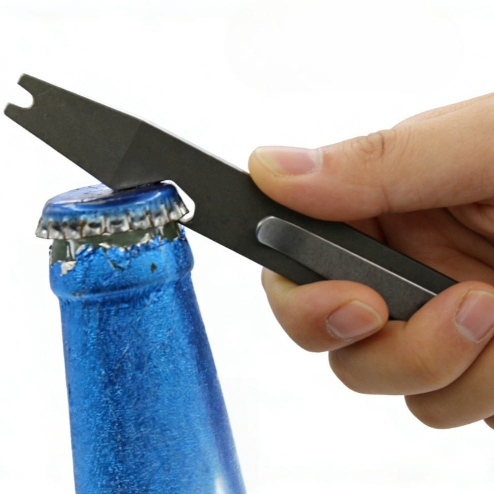 Minimalist TC4 Titanium alloy Pry Bar – with Bottle Opener Multi Tool Back clip