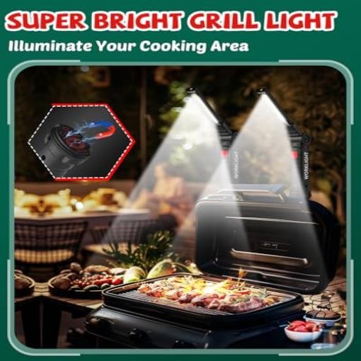 LED Work Light BBQ Grill with Magnetic Base Hook Rotate Mechanic Flashlight