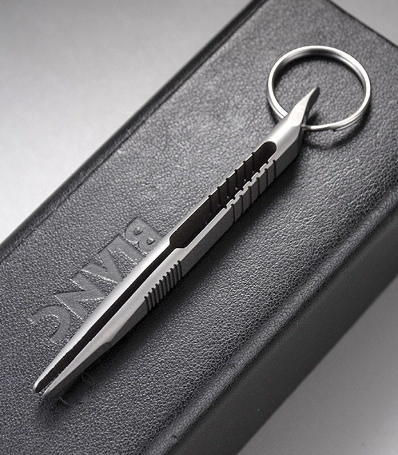 Mini Lightweight Titanium Alloy Keychain Tweezers Pry Bar Portable Outdoor EDC