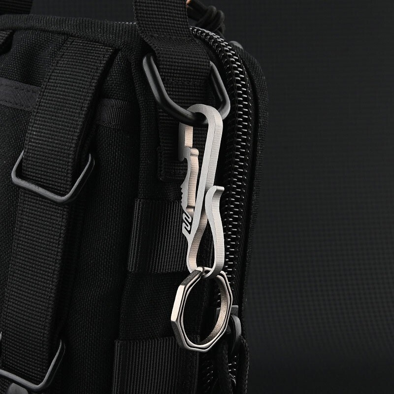 Pure Titanium Alloy Key chain Carabiner with Key Ring Waist Hanging Buckle Tool