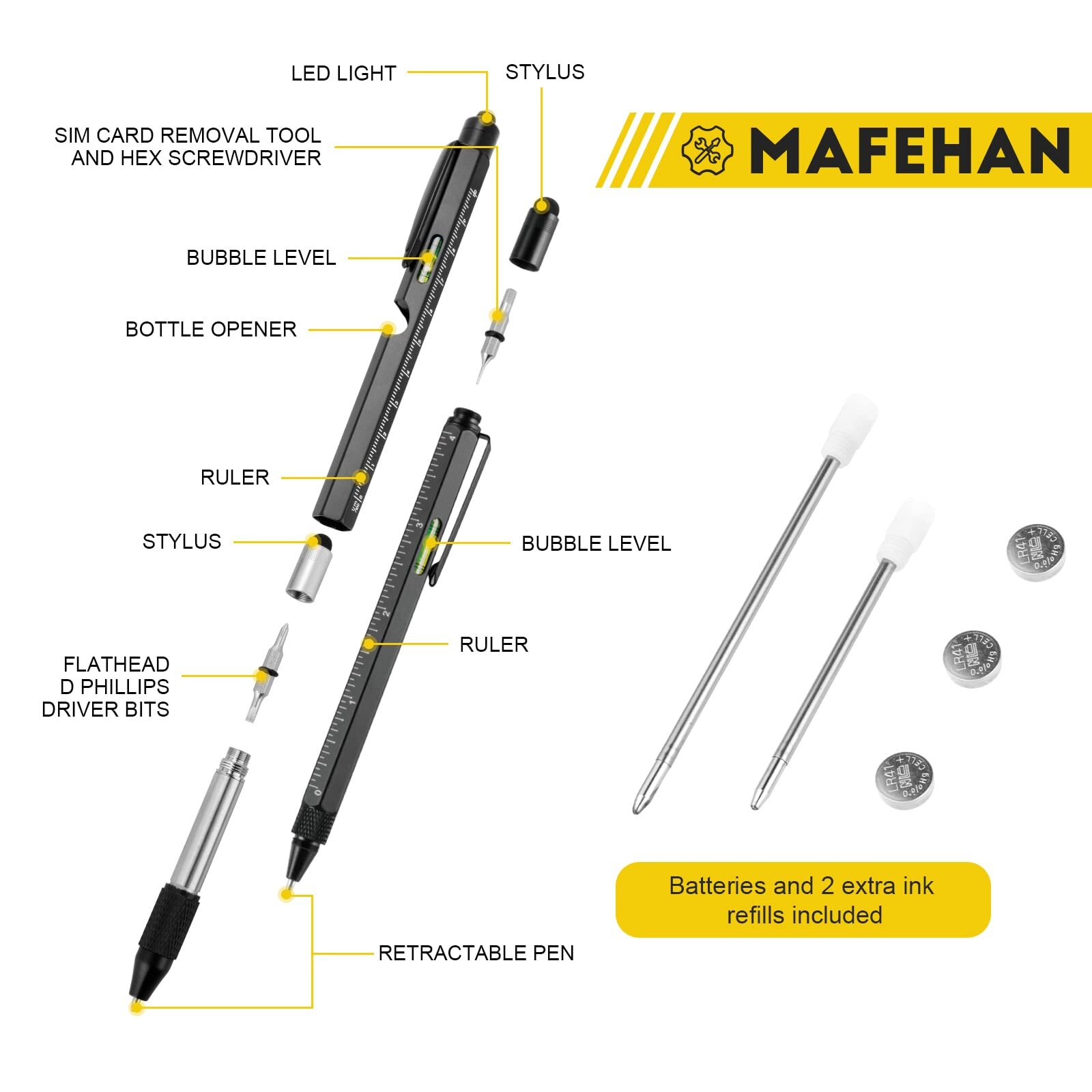 9-in-1 Multitool Pen Unique Father’s Day Gift for Men All-Black Design