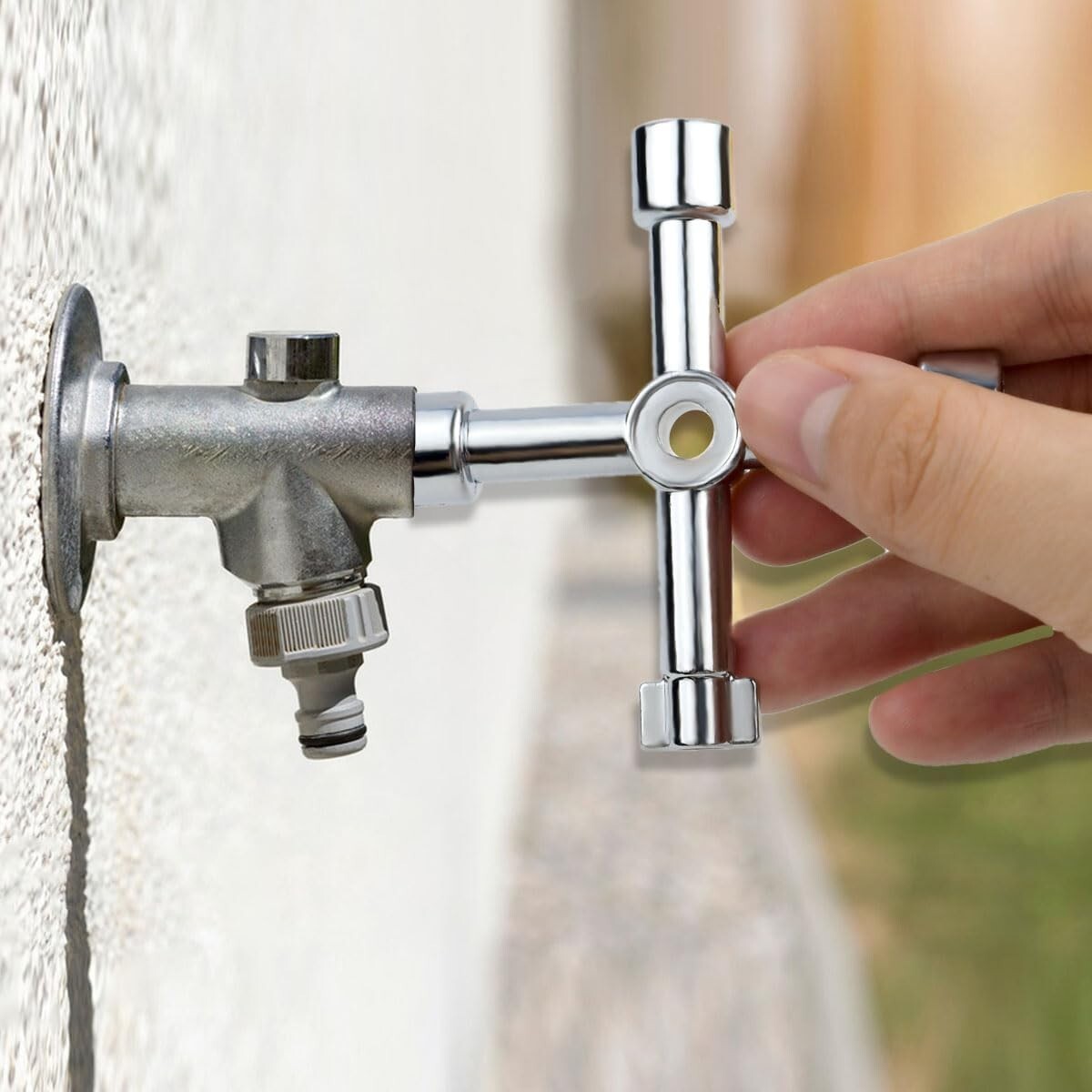 2 Pack Sillcock Key Set,4 Way Water Key Tool,Multi-Functional Silcock Water Keys
