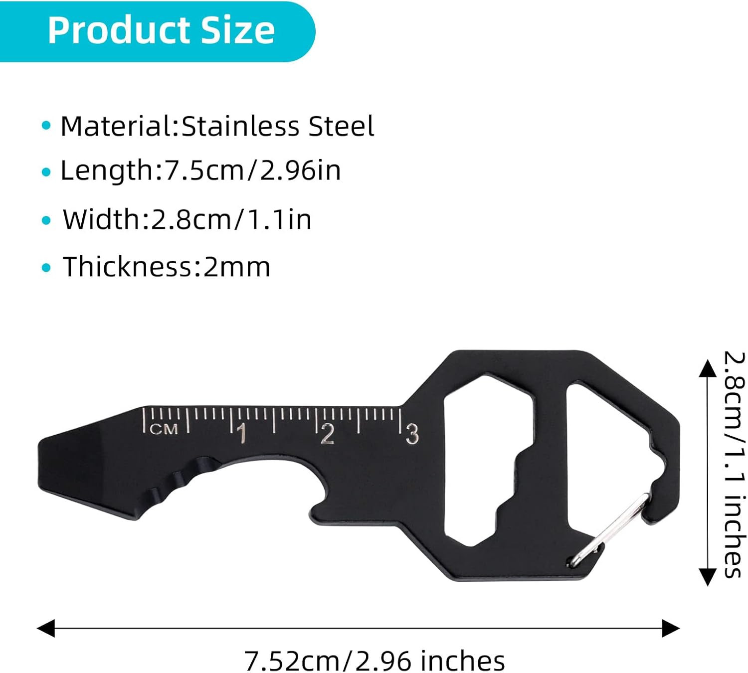 Keychain Bottle Opener Multi Tool, 2 Pcs 6-In-1 Keychain Pocket Tool for Bottle