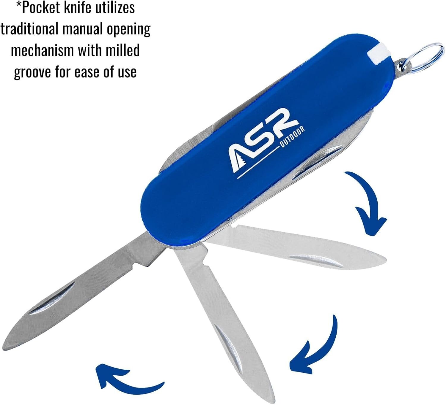 ASR Outdoor Mini EDC Small Pocket Knife Multi Tool – LOGO Blue