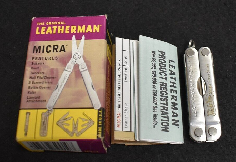 The Original Leatherman Micra Advertising Welch’s Juices IN Original Box