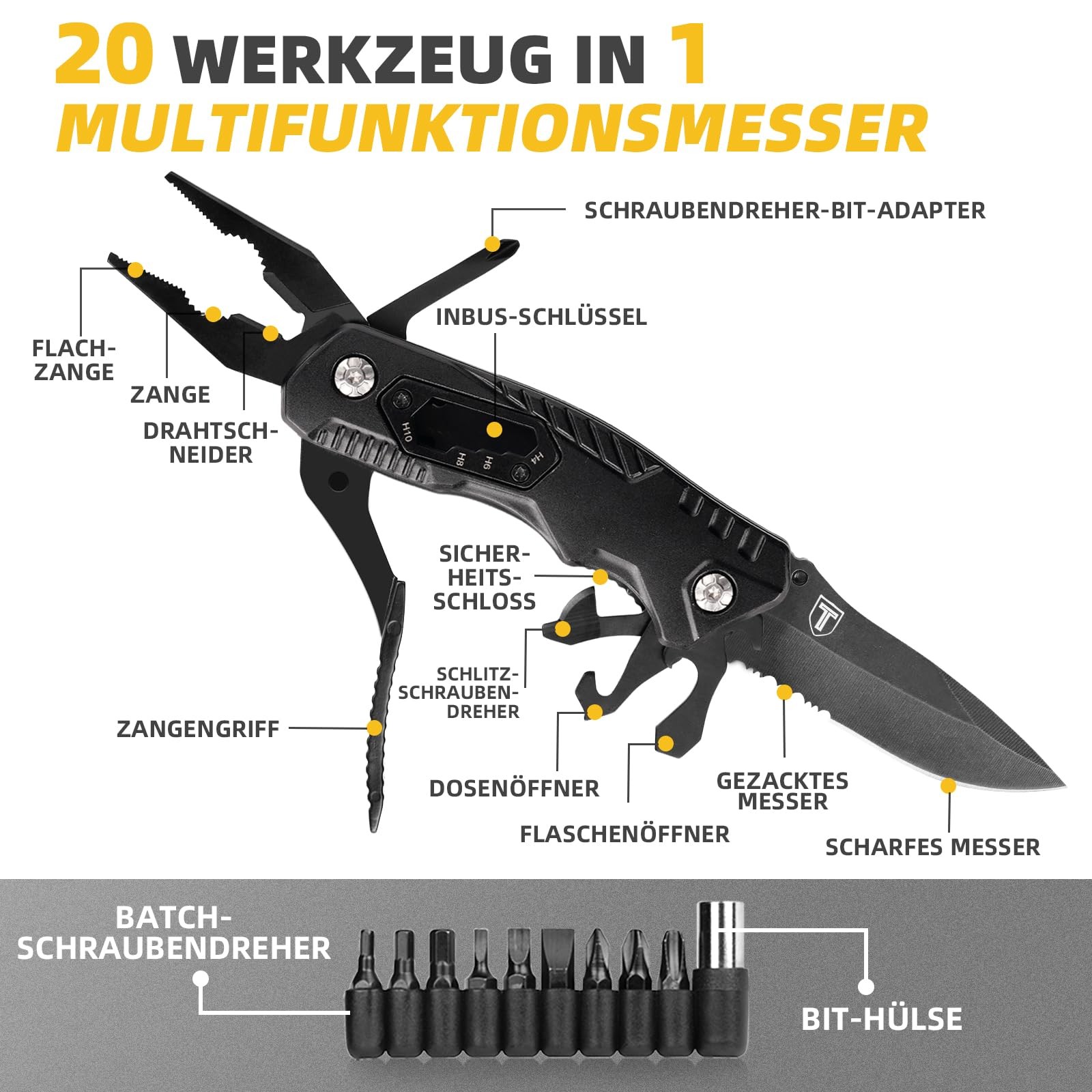 Multitool Pocket Knife Anniversary Gifts for Men 21 in 1, I Love Dic…