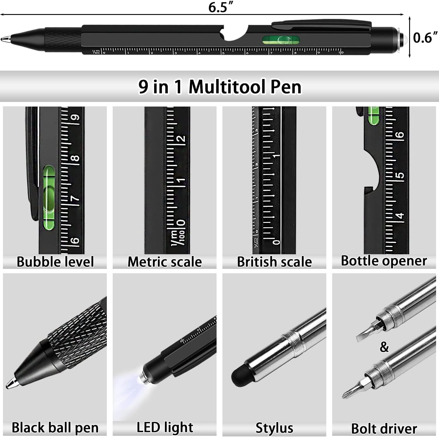 Gifts for Men, Multitool Pen Set 2Pcs Multi-Tool Pens Birthday Gifts for Men Dad