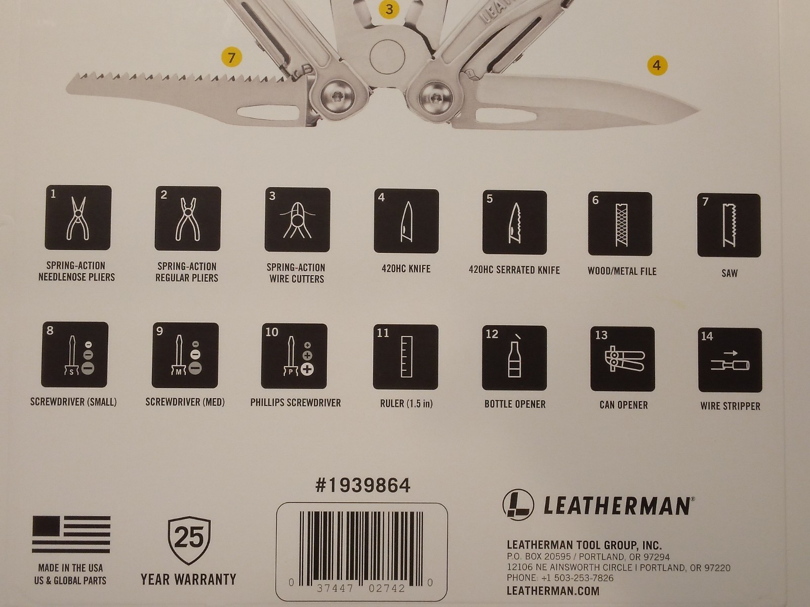 LEATHERMAN SIDEKICK® 14 Tool Stainless Steel Multi-Tool Stainless Steel