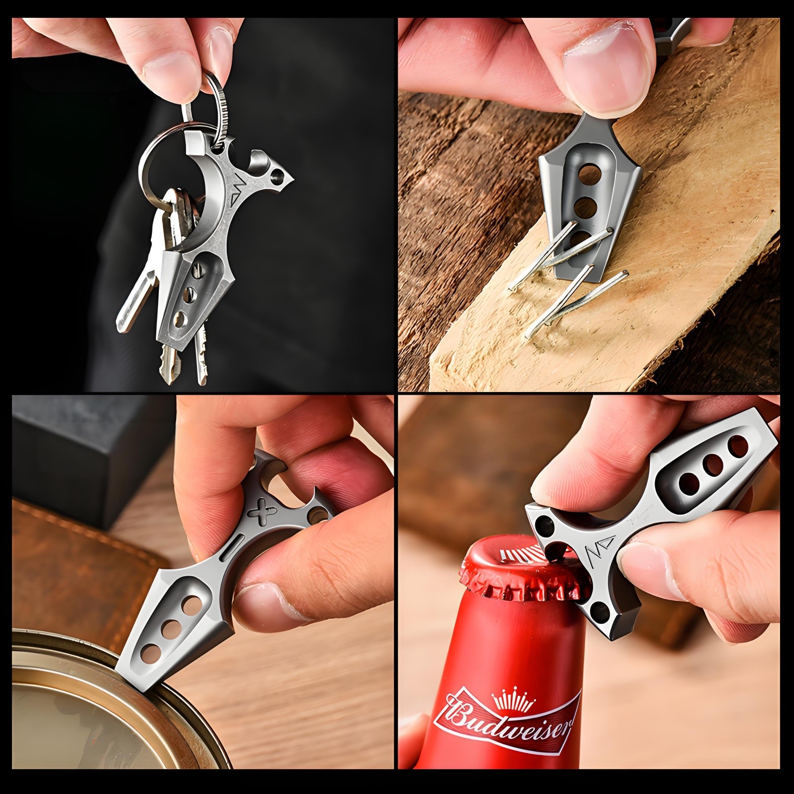 Titanium Alloy EDC Hand Grip Multi-Tool Bottle Opener Keychain Pendant Portable
