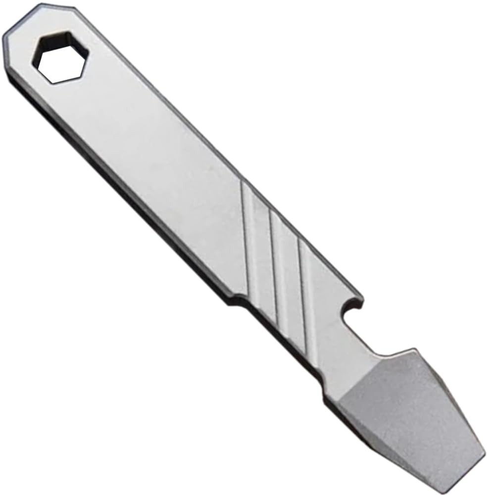 Titanium EDC Pry Bar Tool – 4” Pocket Prybar with Bottle Opener, Flathead Screwd