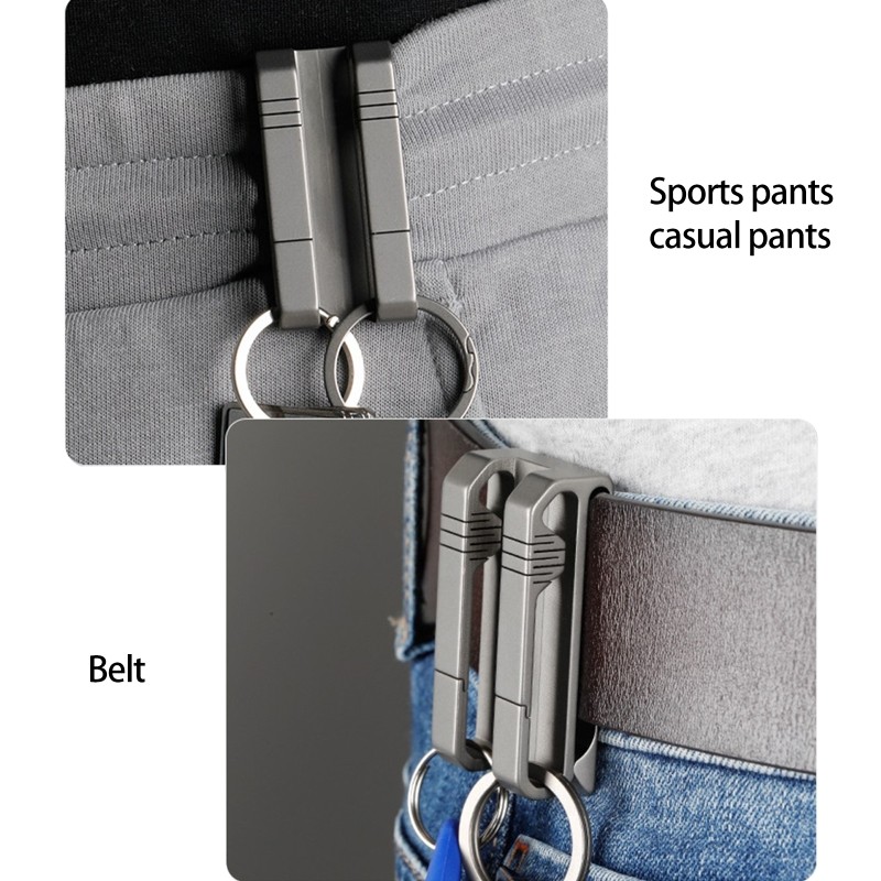Men s Business Genuine for Titanium Alloy Belt Buckle Clip for Key Ring Holder B