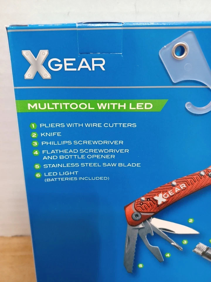 X-Gear 8 Tool Men’s Multi-Function Tool w/Led Light Black NEW