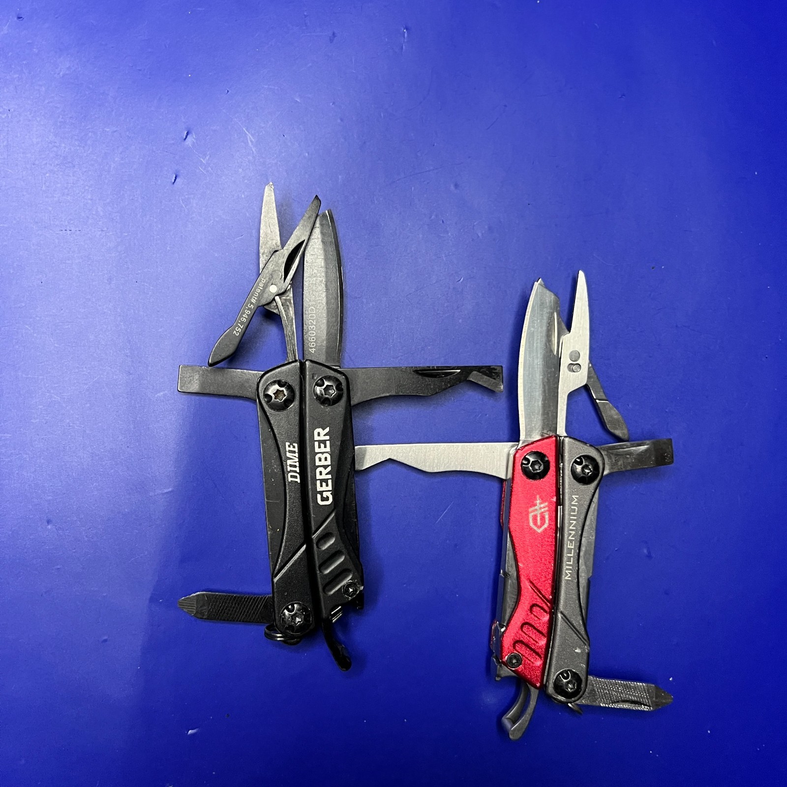 Lot of 2 Gerber Dime Multi-Tools Small Keychain Pliers Knife File Scissors