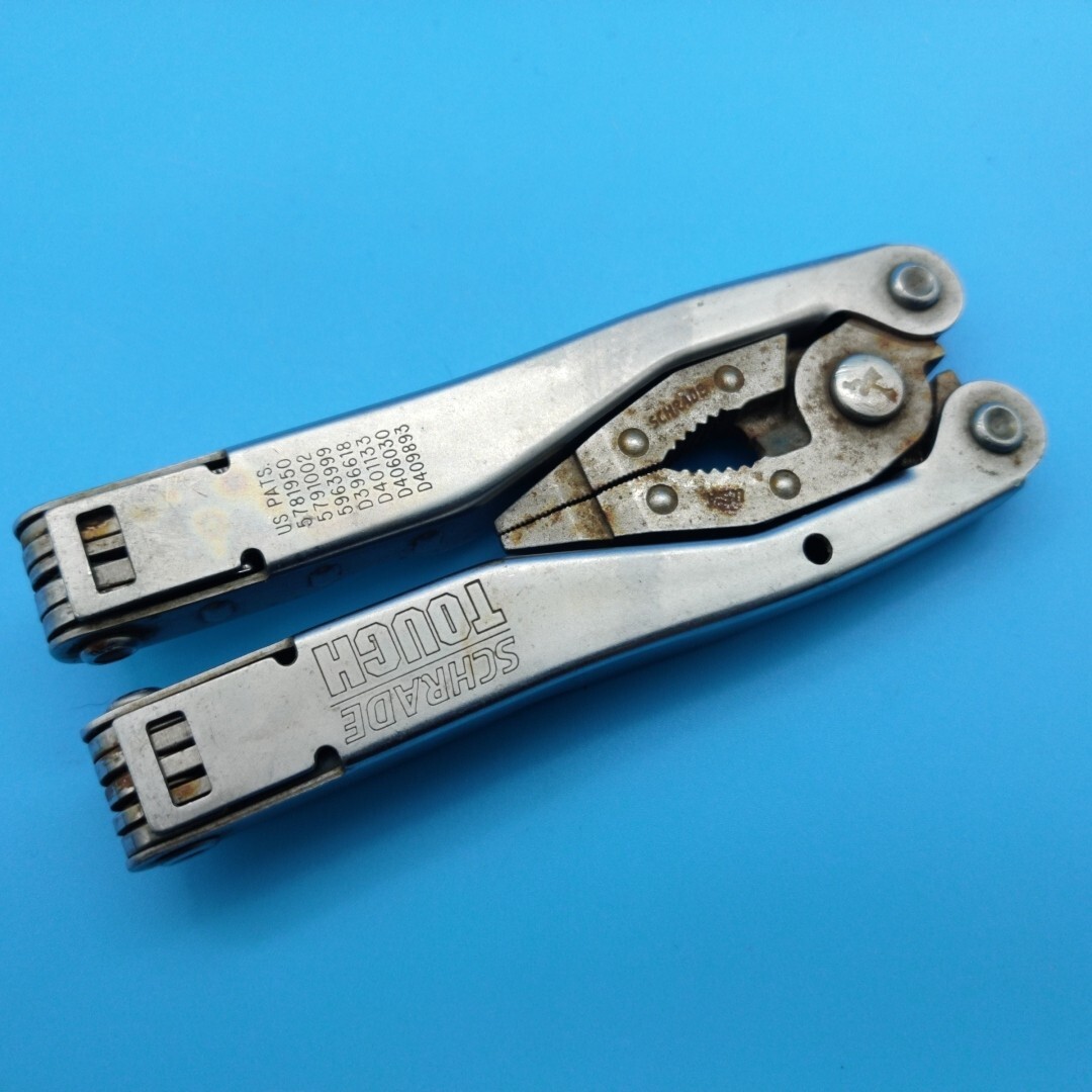 USED Schrade Tough multi tool folding pliers All in one Rusty Broken Tip