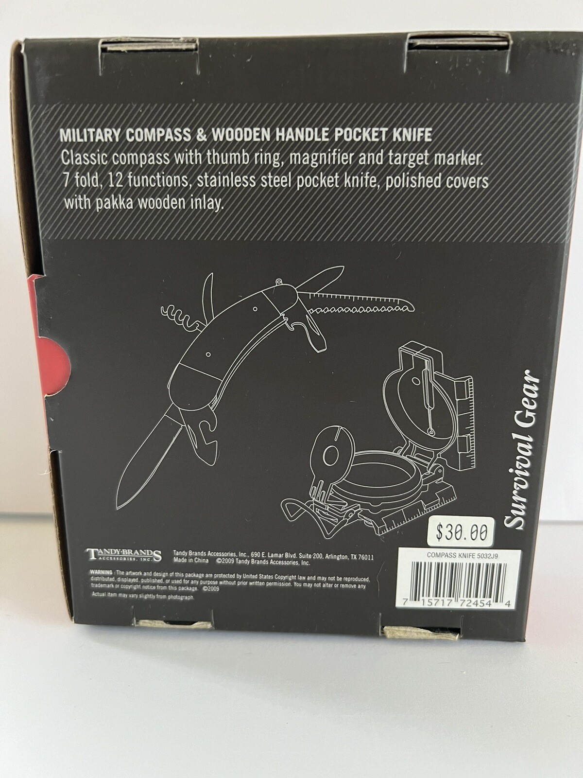 Tandy Brands Military Compass & Knife Kit, Brand New