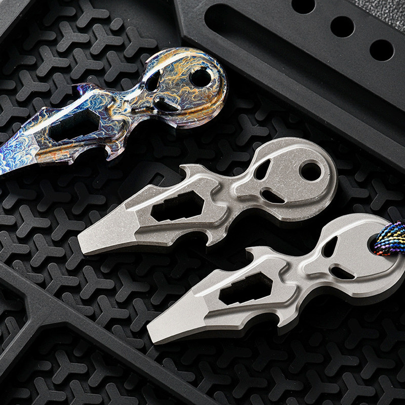 1PC Titanium Skull Multi-Tool Pry Bar Crowbar Bottle Opener Pocket Outdoor EDC
