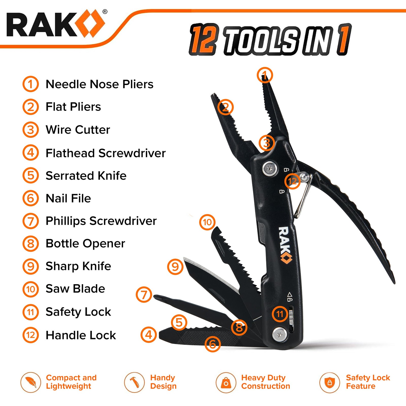 12 in 1 Pliers Multitool Folding Pocket Tool Survival Gear Camping Accessories