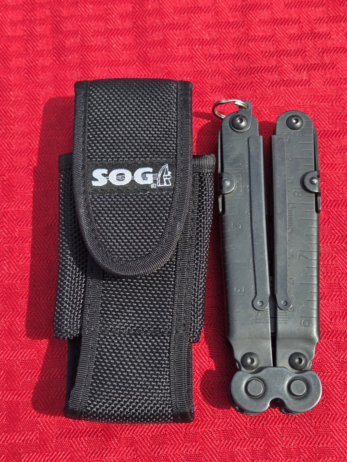 SOG PowerLock Multi-Tool Plier 18 Tools Black Compound Leverage w/Sheath EXC