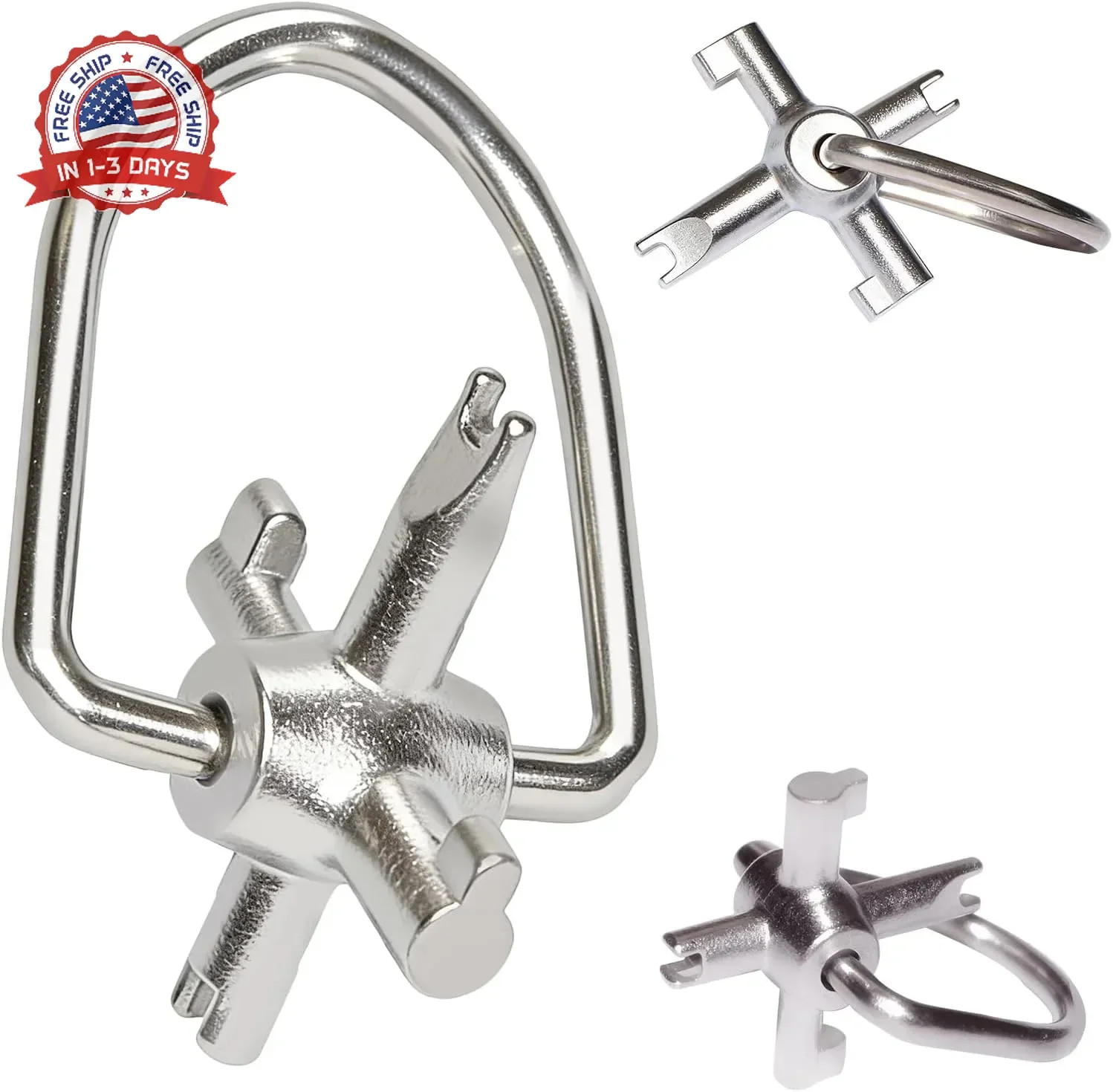 HVAC Tools, Locking Cap Key for Refrigerant Safety Caps, Universal Triple Use Mu