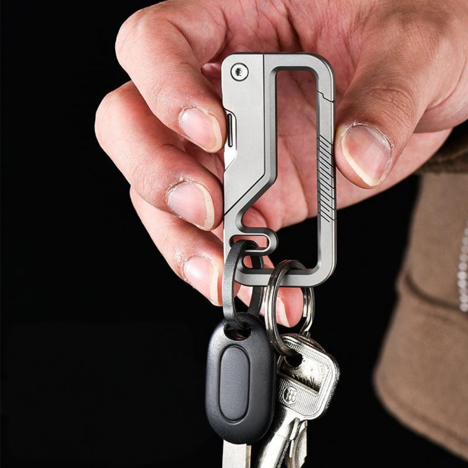 Titanium Alloy EDC Keychain Carabiner Multi Tool Outdoor Survival with Knife