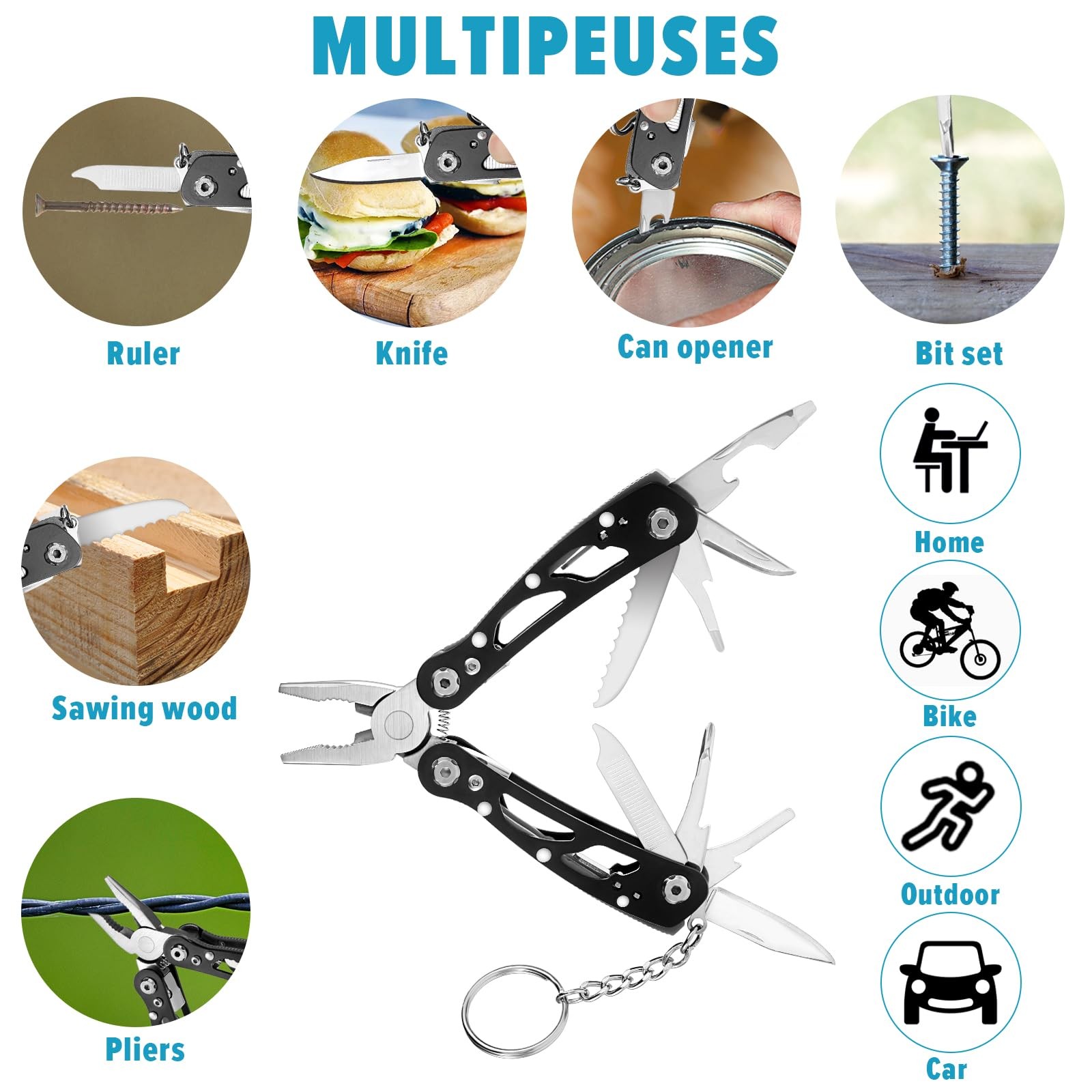 Multi-Function Pliers Small, 13 in 1 Mini Multi-Tool with Pliers, Multi-Function Sto…