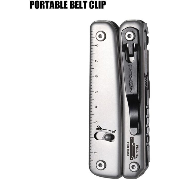 ROXON Flash Elite Multitool Many Integrated Tools Stainless Handles Belt Sheath