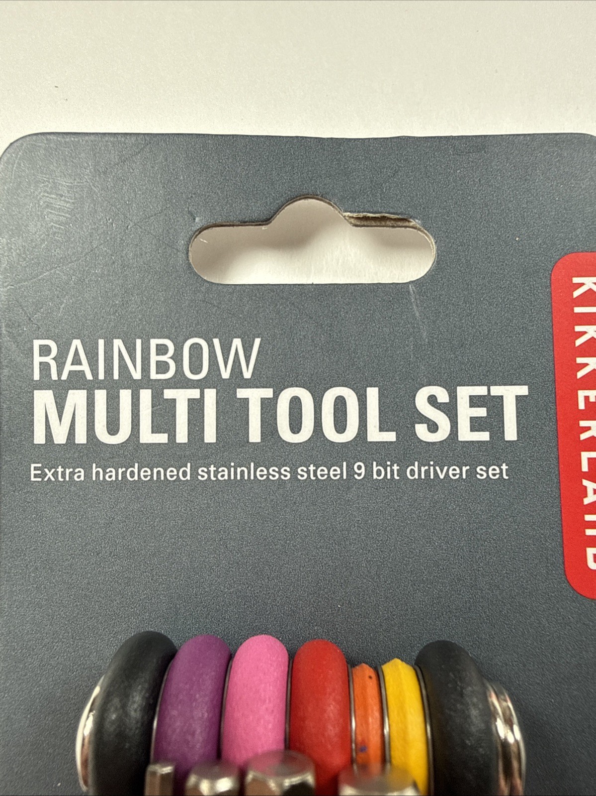 Kikkerland Rainbow Tool ~ 9-in-1 Multi-Tool ~ Extra Hardened Stainless 9 Bit Set