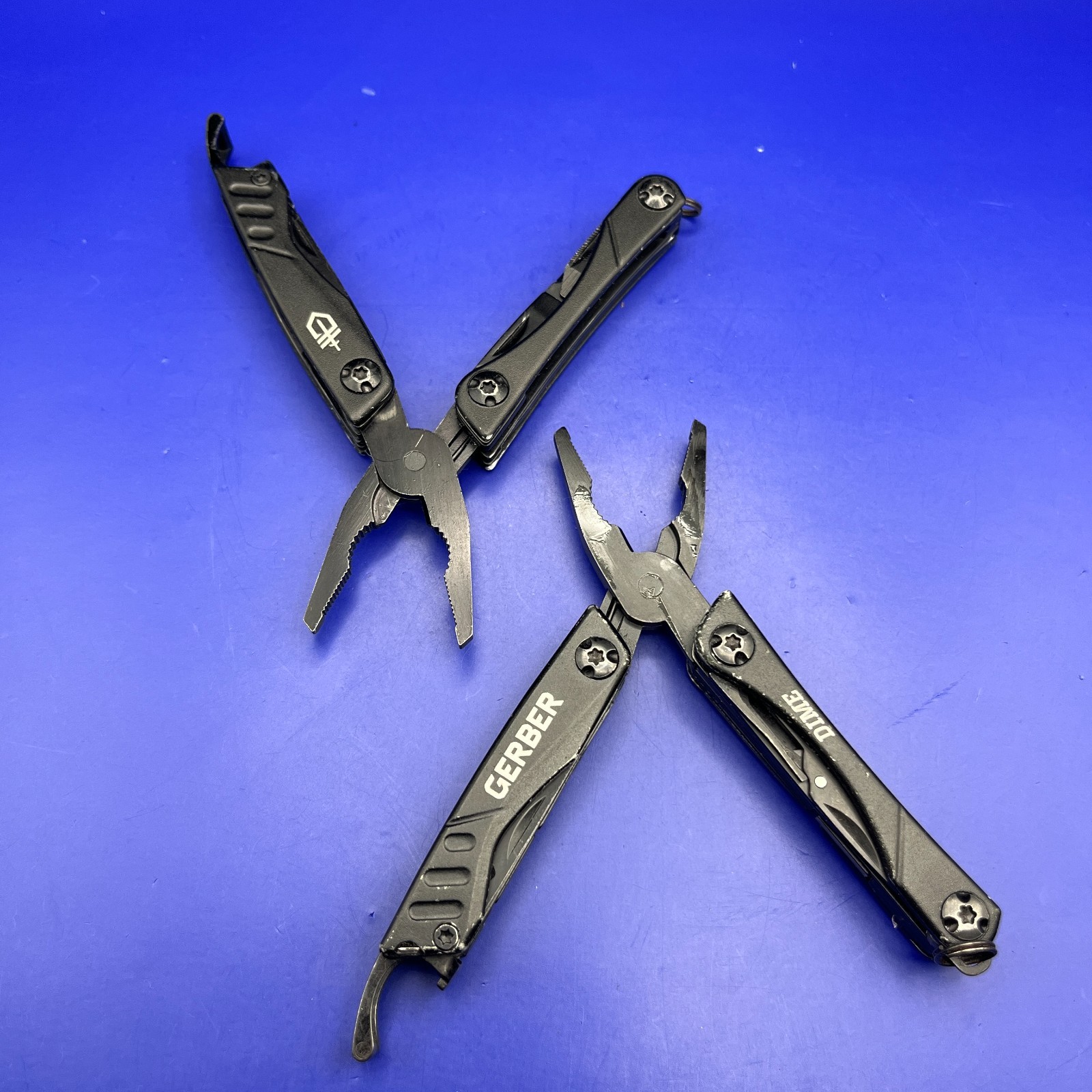 Lot of 2 Gerber Dime Multi-Tools Small Keychain Pliers Knife File Scissors