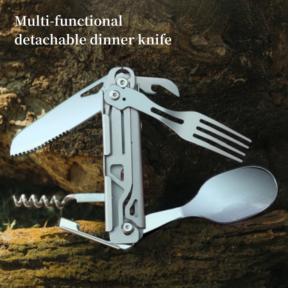 5 in 1 Fork Spoon Spork Cutlery Utensil Combo Camping Out Hiking Utensil 2025