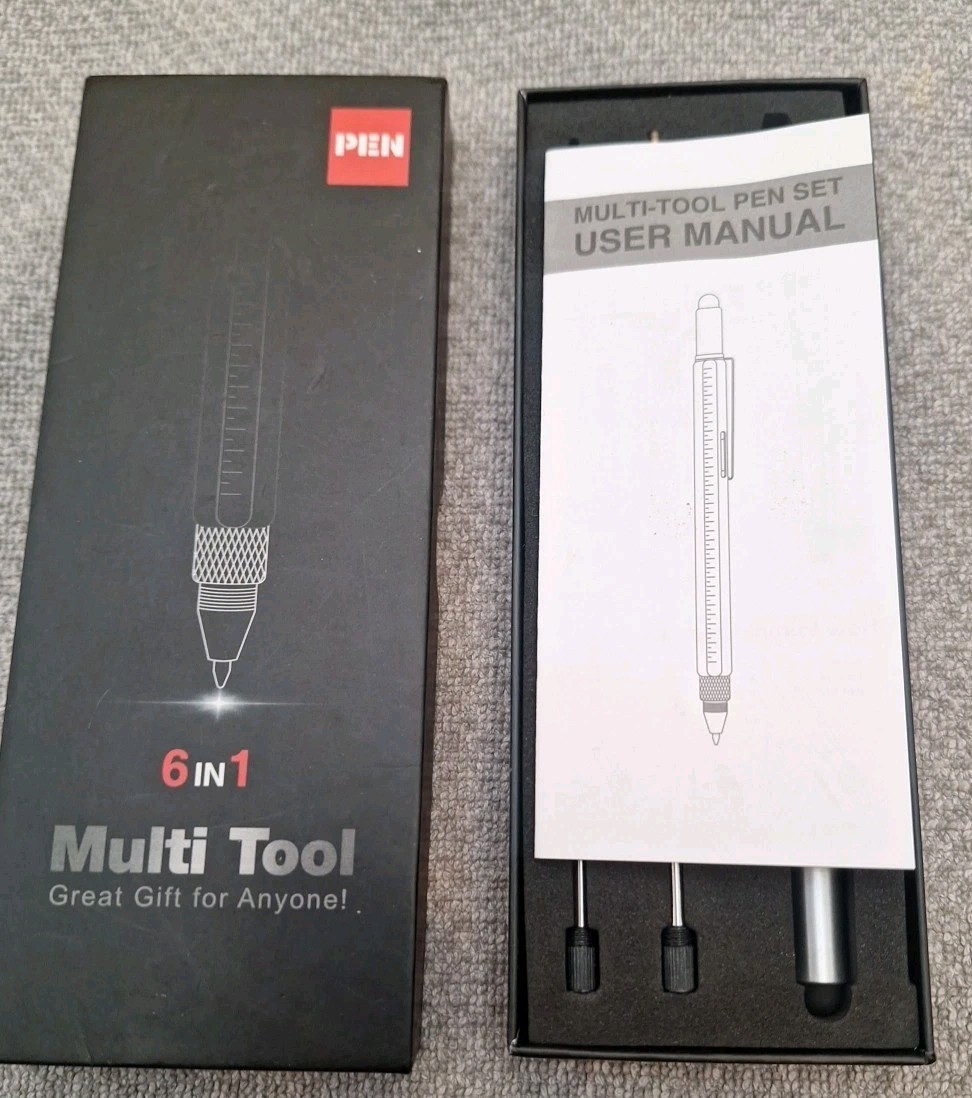 Multitool Pen 6 in 1 Tools Pen-Stylist-Ruler-Bubble Level-Philips & Flathead SD