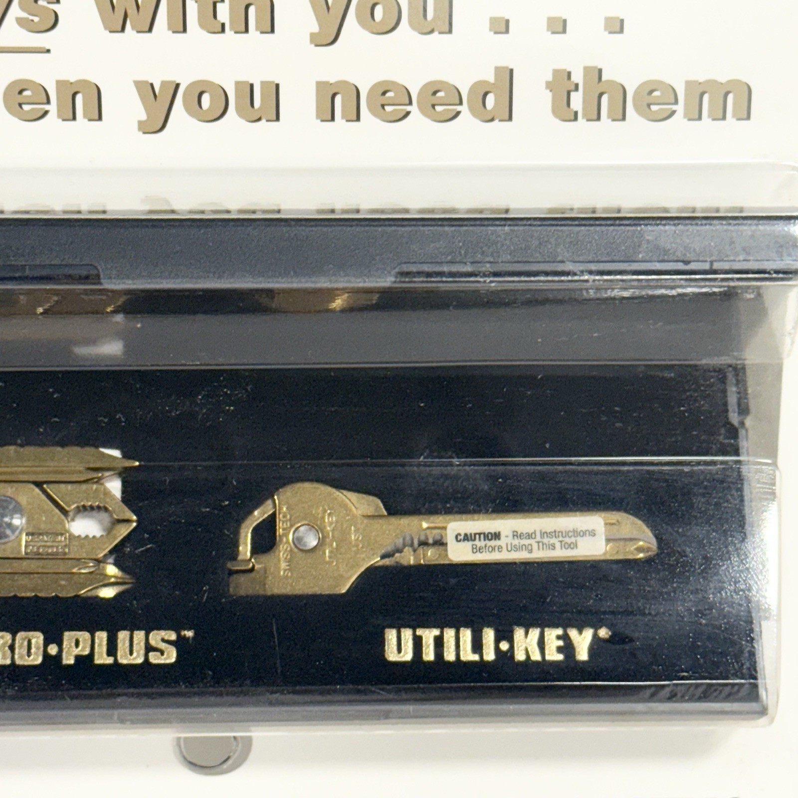 SWISS+TECH Gold Tone Micro-Plus & Utili-Key Ring Multi Tool Set New Sealed NOS