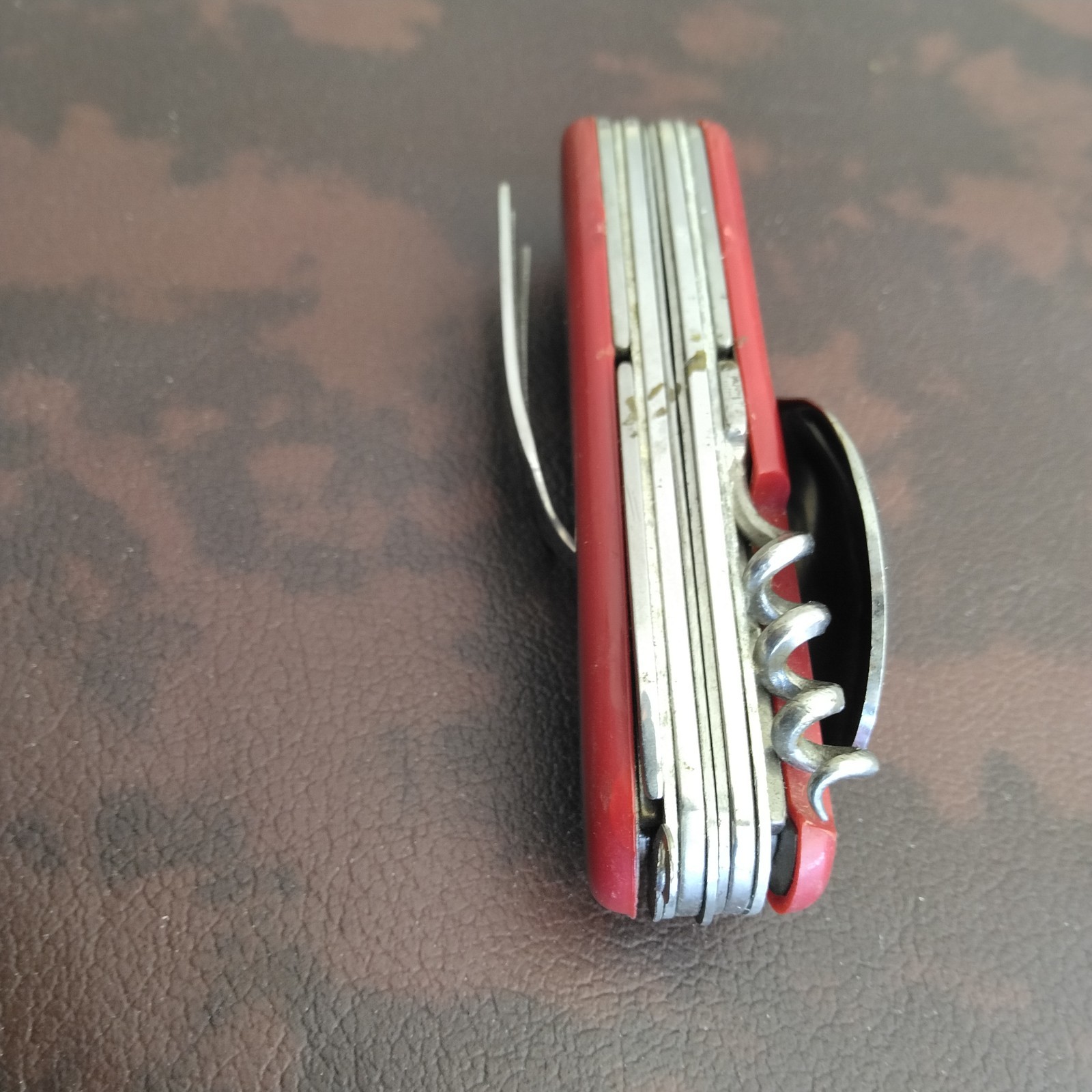 Red Stainless Steel Camping Multi-Tool Knife Fork Spoon Corkscrew Bottle Opener