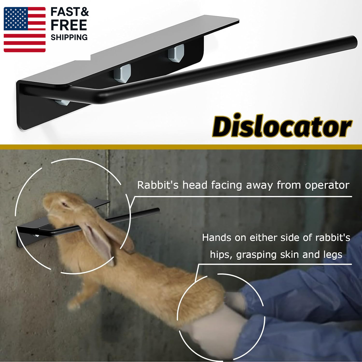 Rabbit Dislocator Skinning Tool Set, Cervical Dislocation Tool, Heavy Metal Mat