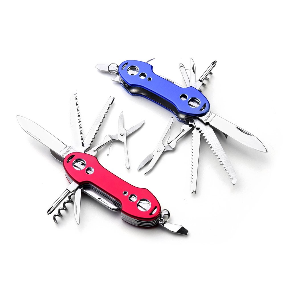 2 PCS Pack Stainless Steel Swiss Style Army Pocket Knife Multitools 12-in-1 M…