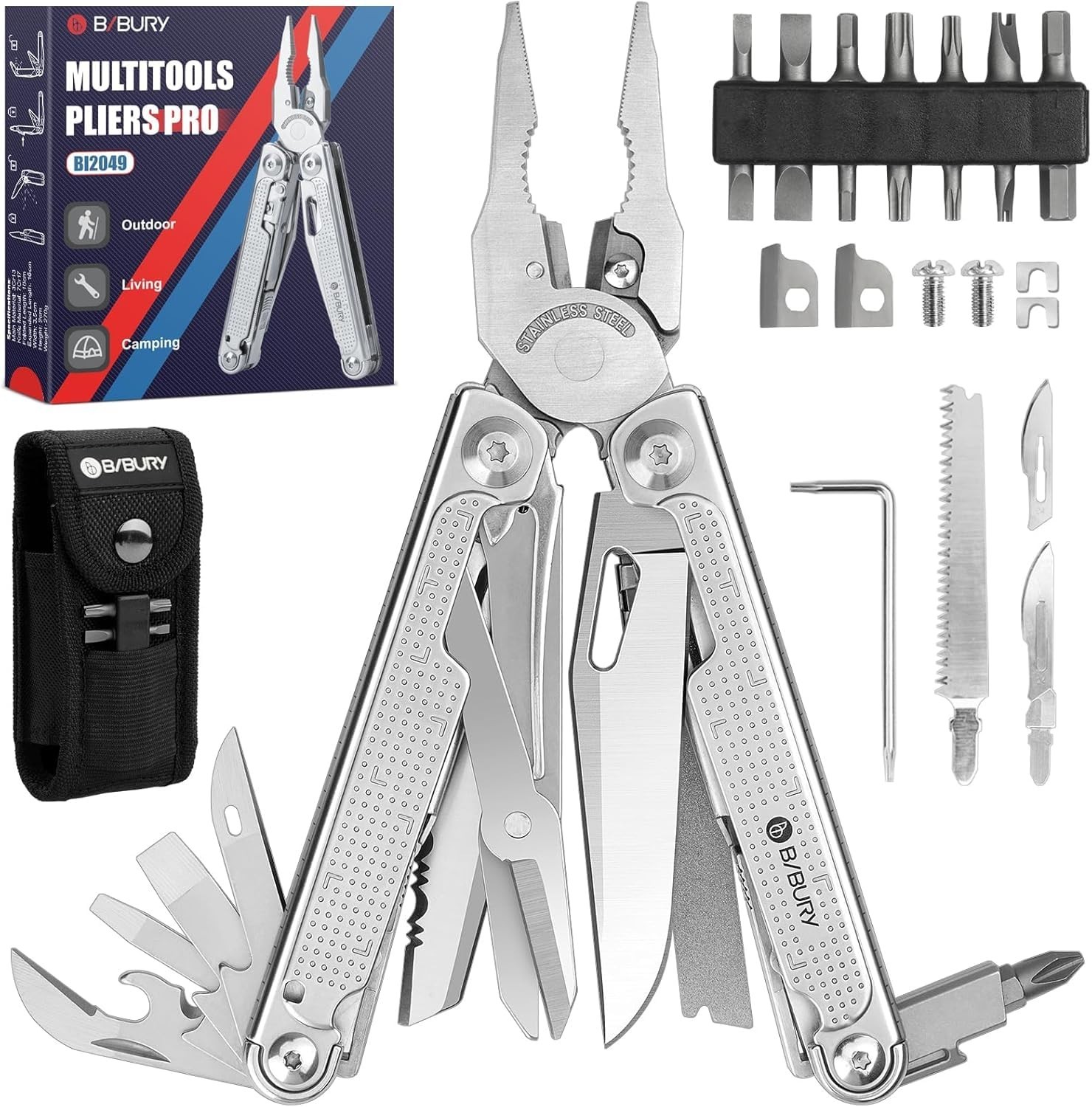 Multitool Pliers with Tungsten Wire Cutters, Wood Saw & Scissors – EDC Gear for