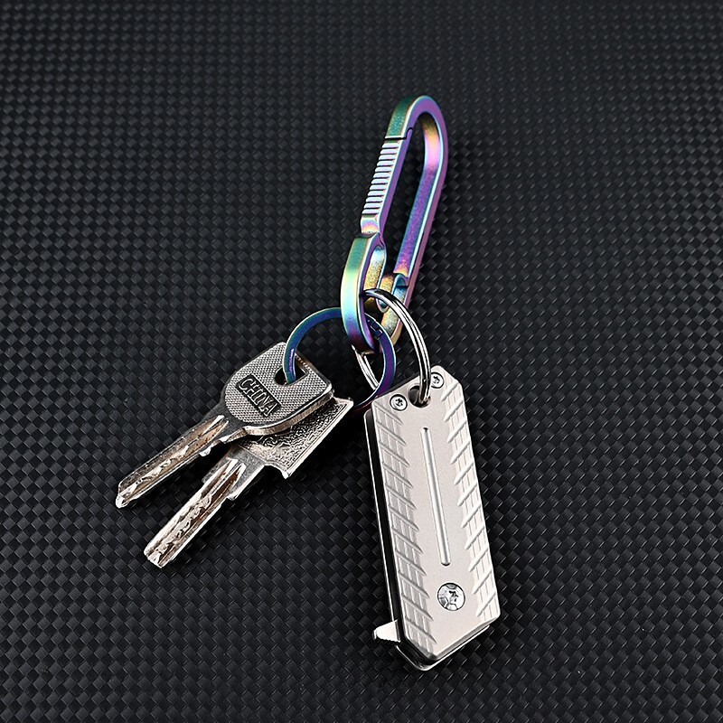 Mini Titanium Folding Knife D2 Blade Outdoor Survival Pocket Keychain EDC Tool