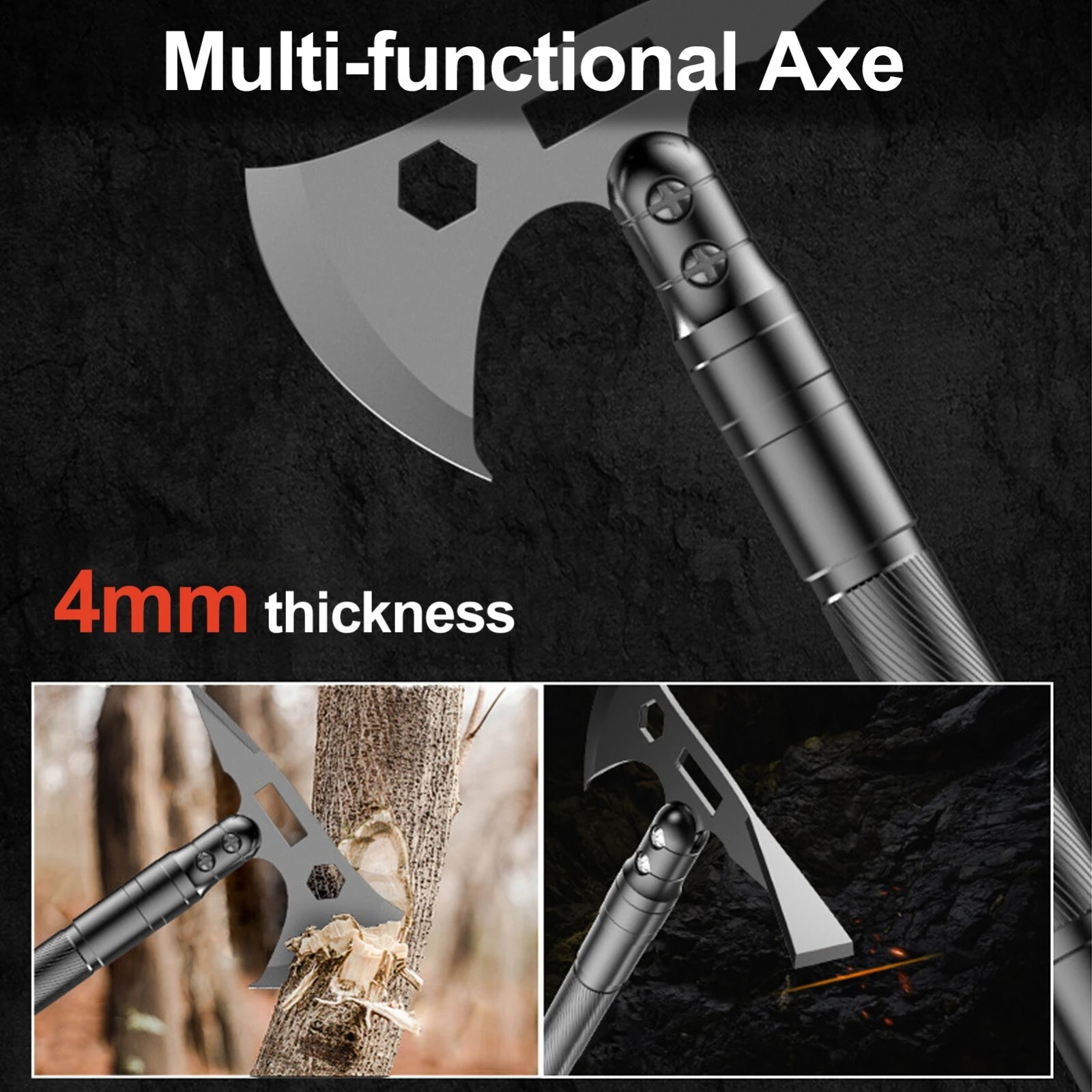 Multifunction Spade Shovel Hoe Pick Survival Tool Knife Saw Camping Army Axe