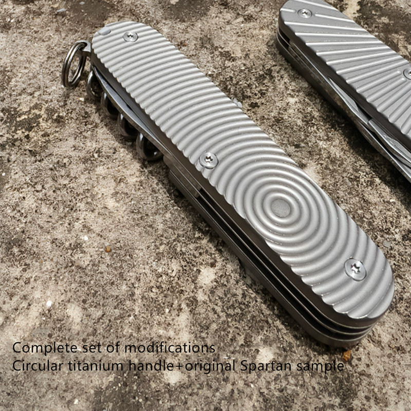 1 Set Titanium Alloy Handle Scales for 91mm Victorinox Swiss Army Knife