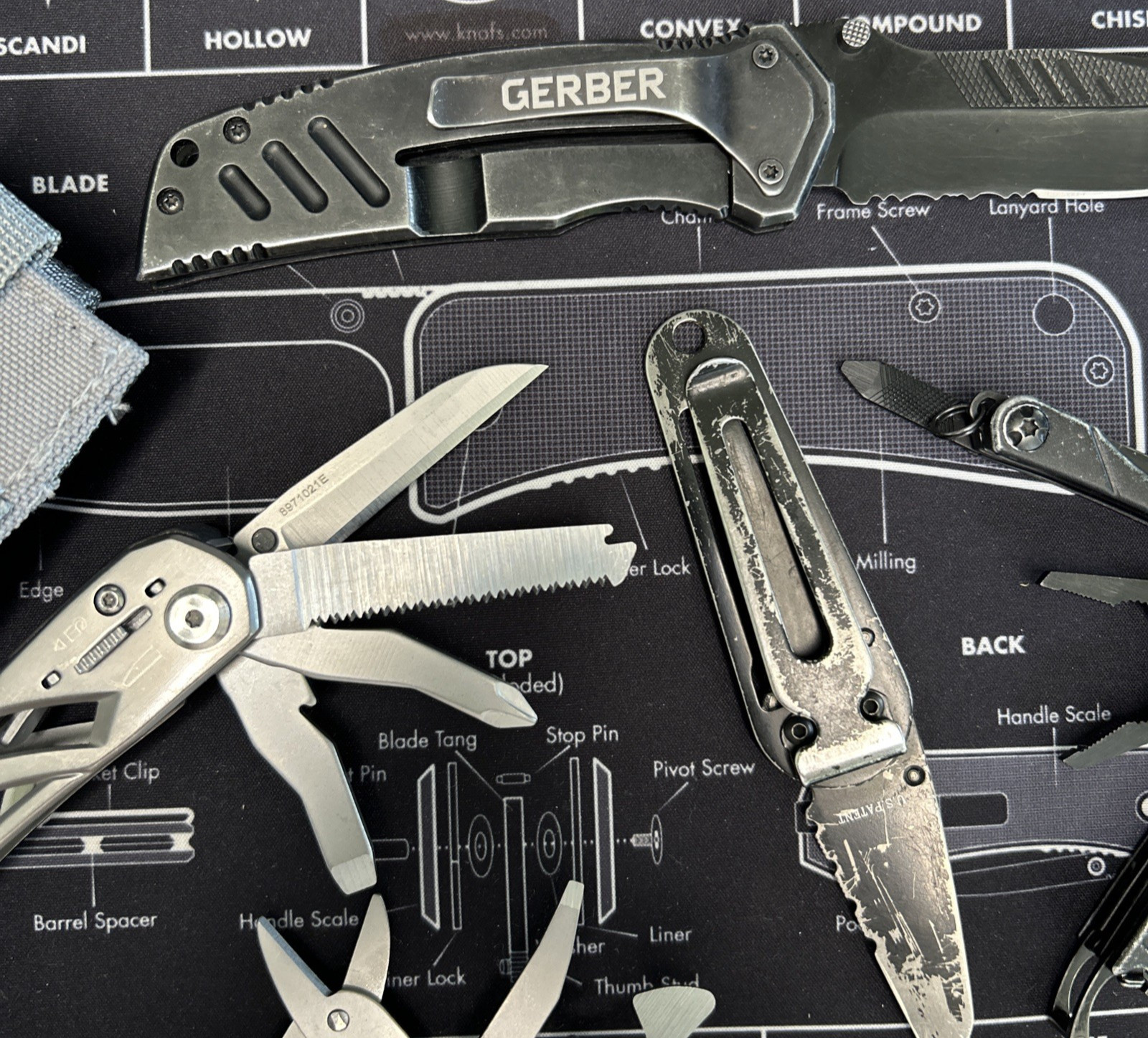 Gerber 1 Suspension W/Sheath / 1 Ridge/ 1 Swagger/ 1 Dime Compact Lot Of 4 GUC