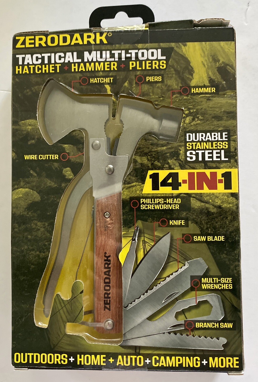 Zerodark Tactical Multi Tool 14 In 1 Outdoor Hammer Pliers Wire Cutter Camping
