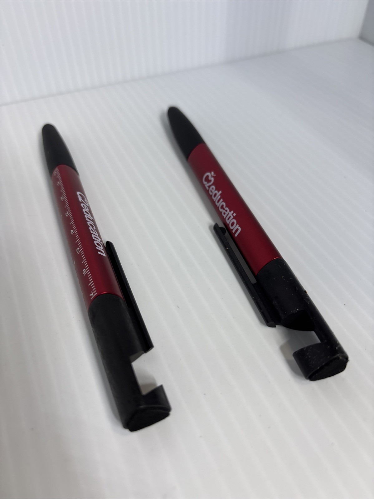2 Red & Black Multi Tool Pen Screwdriver,level Ruler,ballpoint & Phone Holder
