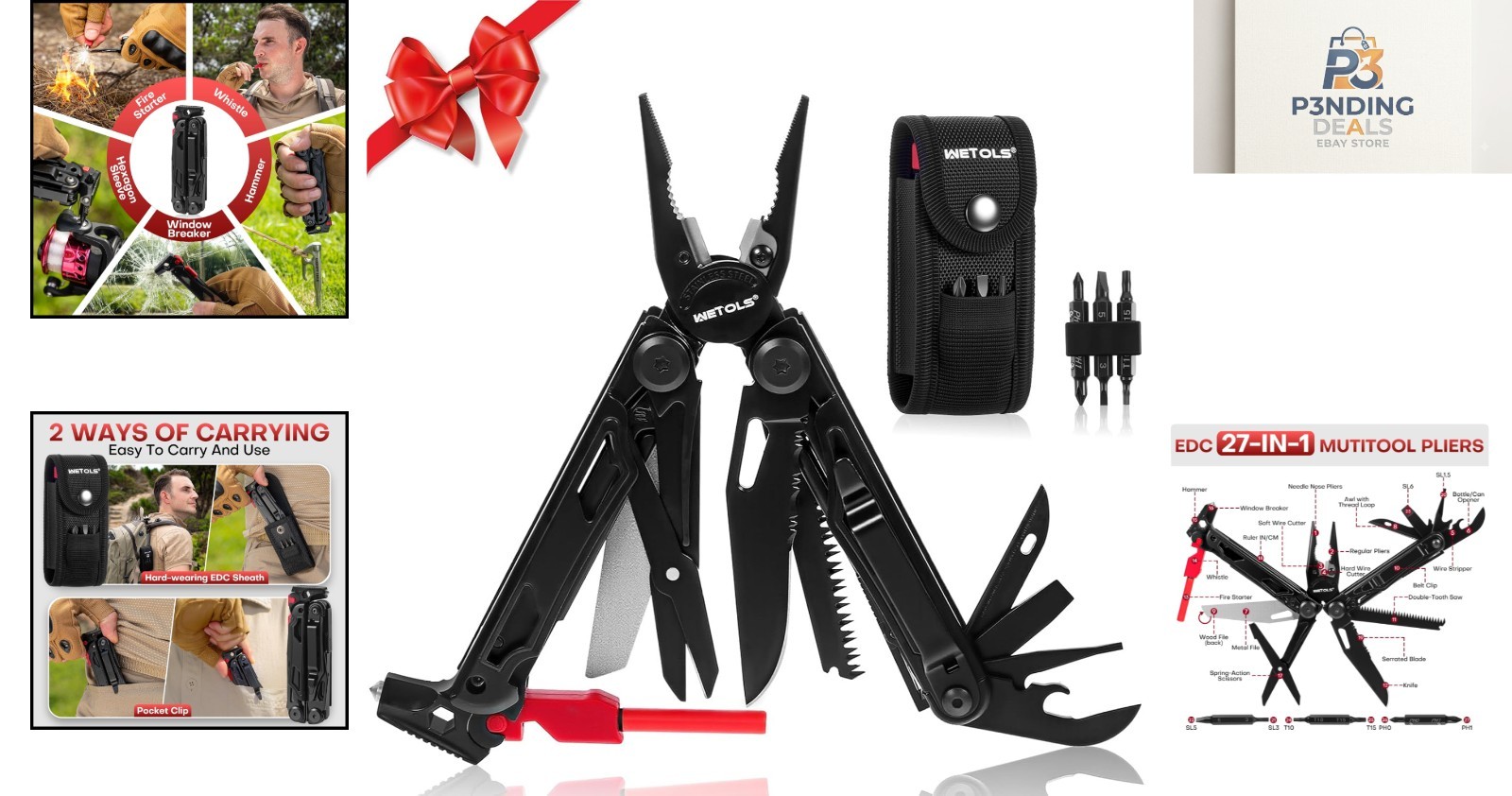 Edgy Black 27-in-1 Multitool: Pocket Knife, Pliers & More for Adventurous Souls