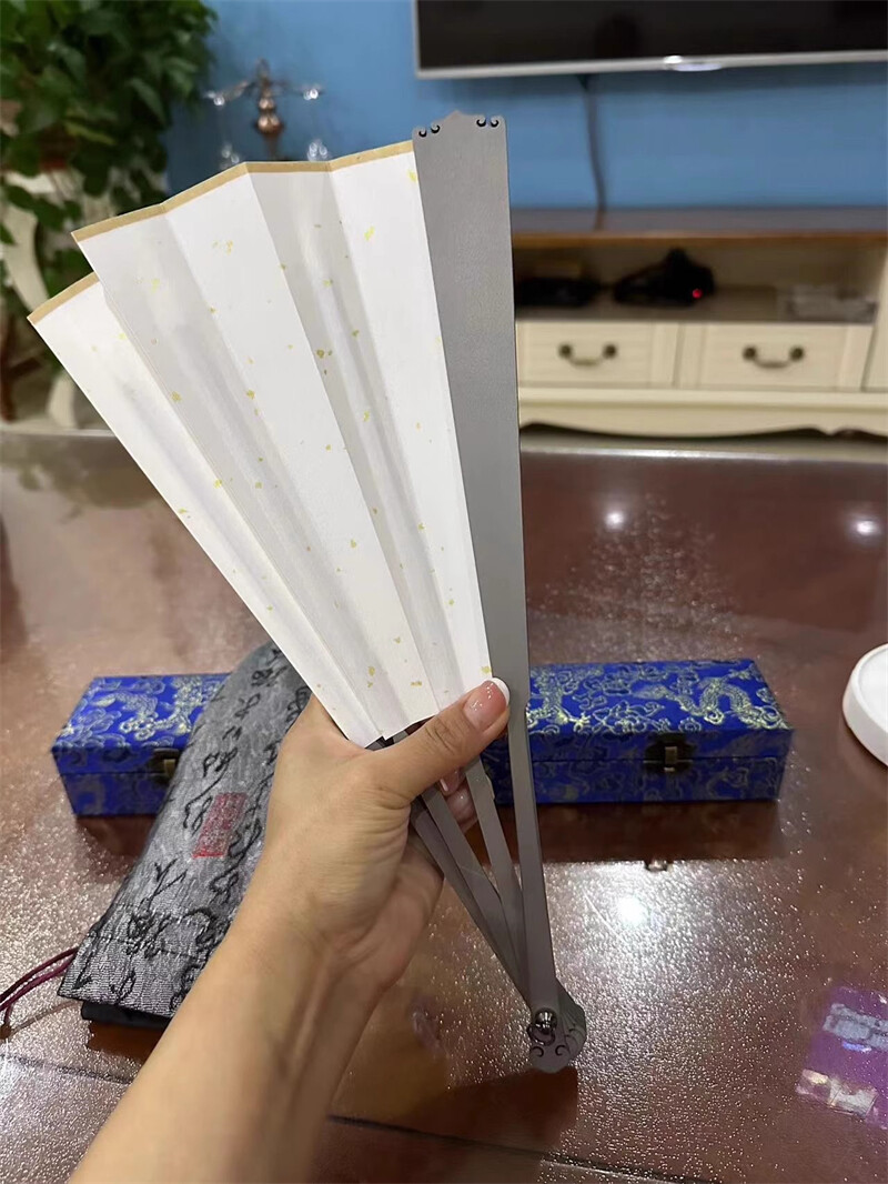 Titanium Alloy Folding Fan Martial Arts Kung Fu Tai Ji Auspicious Clouds
