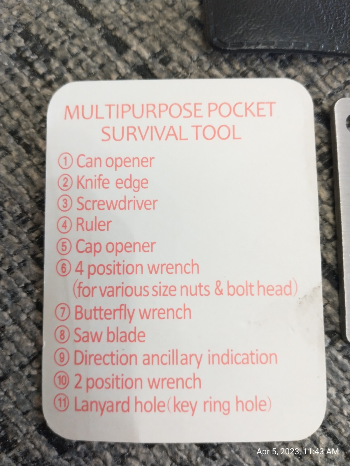 Multi-Purpose Pocket Survival Tool Stainless Steel