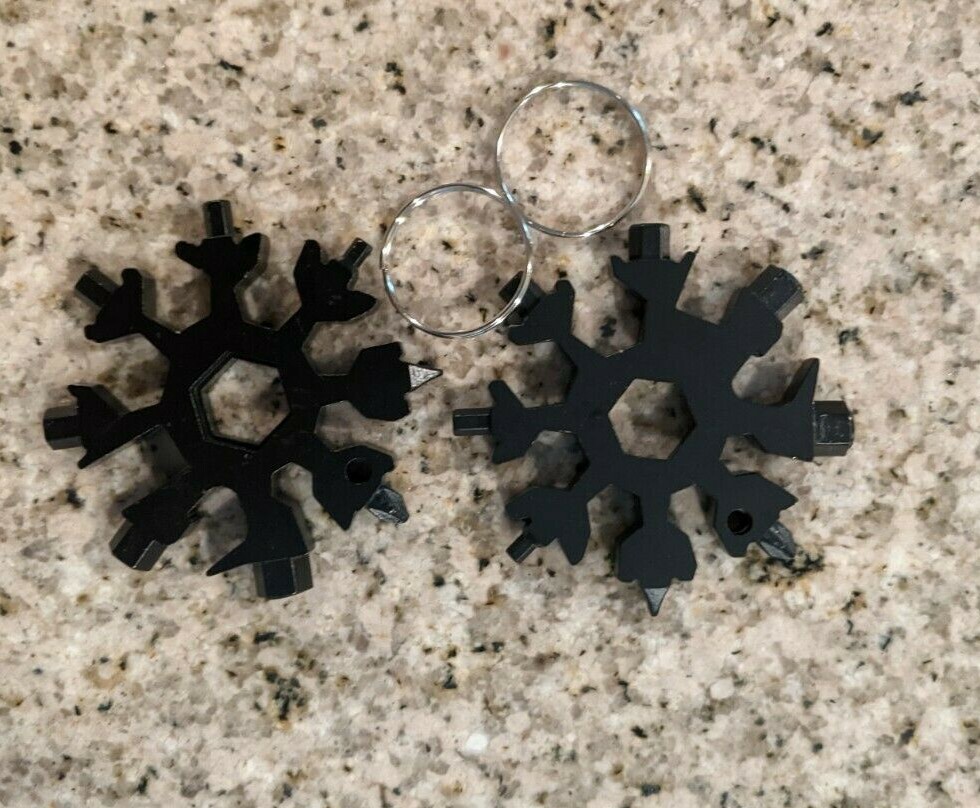Portable Stainless Steel 18in1 Multi-Tool Snowflake Screwdriver 2 pack black