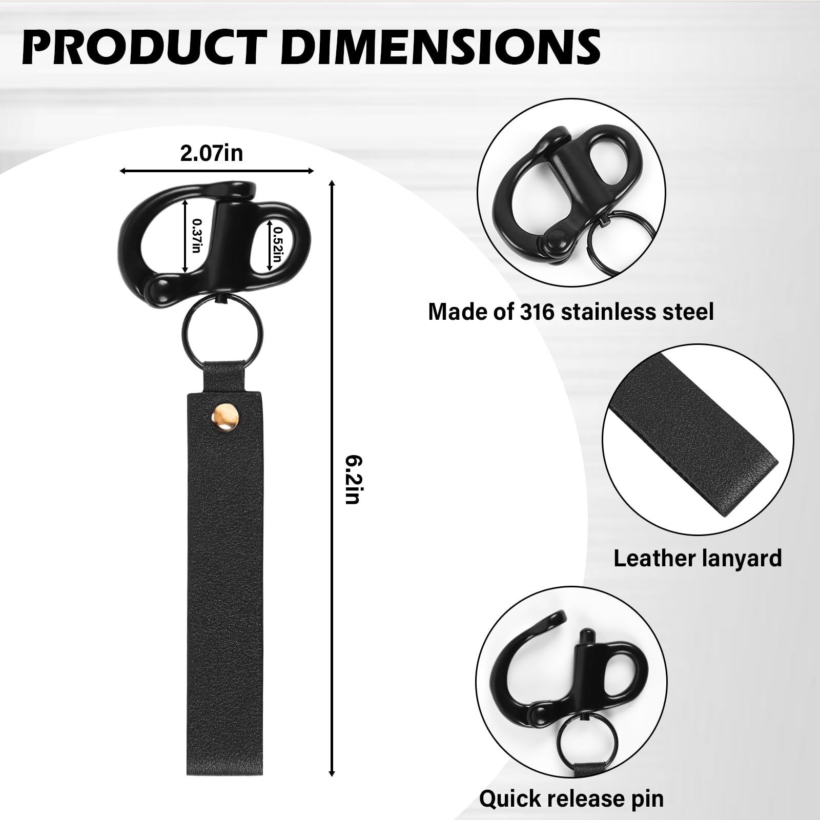 ETZ Quick Release Clip Shackle for SCBA Mask (2 Pack), Firefighter Black
