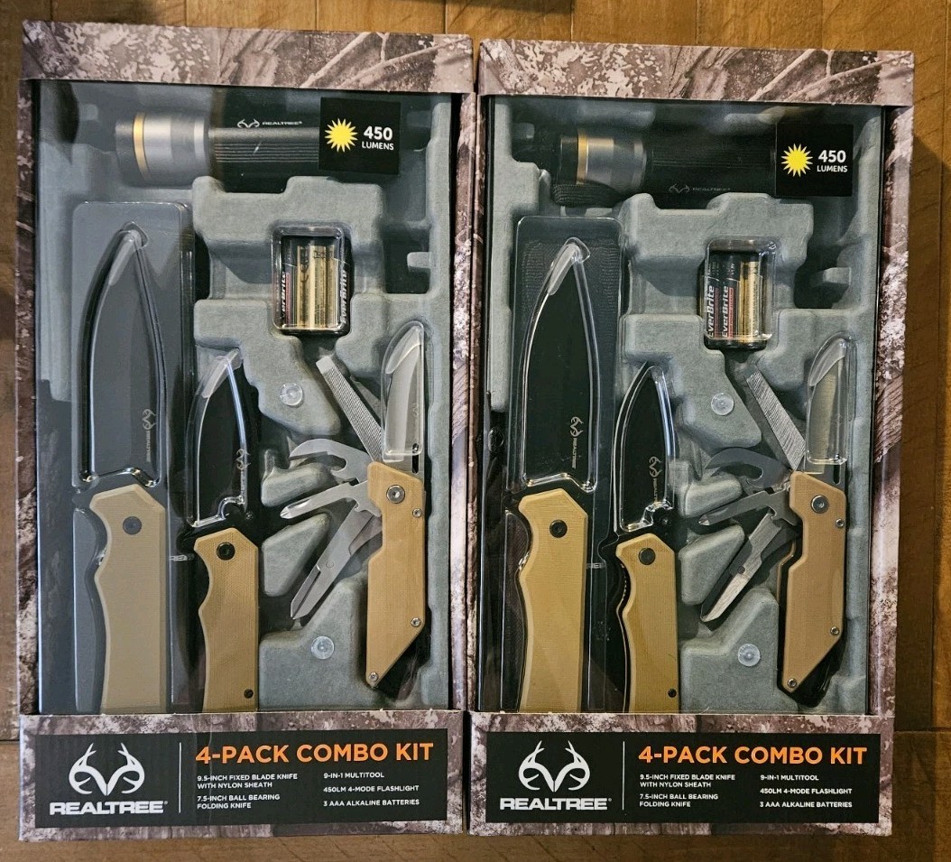 Realtree 4 Pack Knives Combo Set Lot Of 2