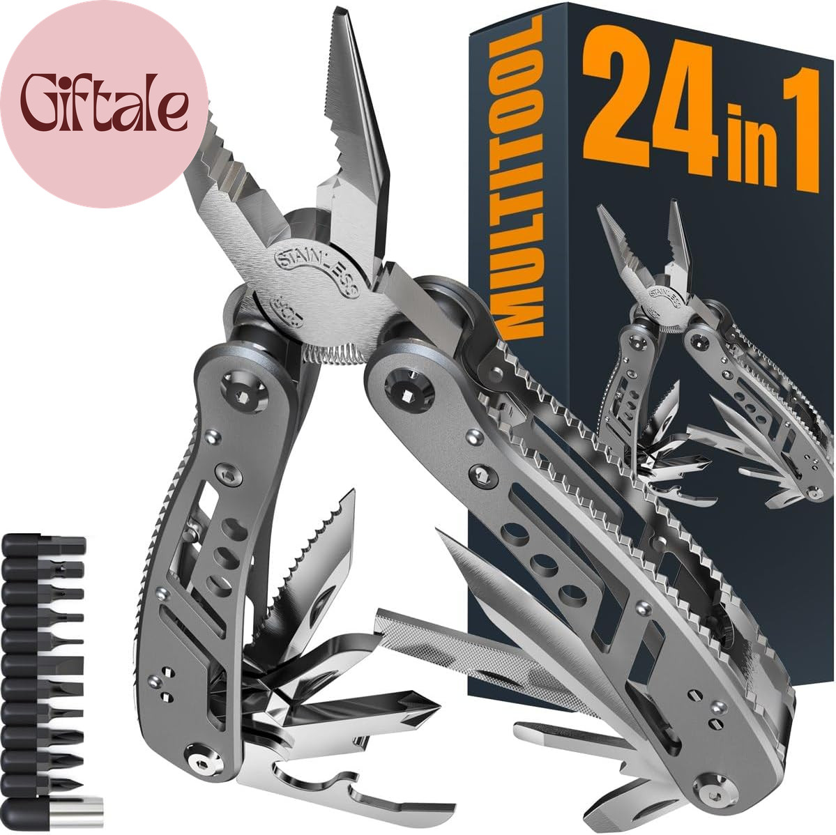 24-In-1 Multitool with Knife, Pliers & 11 Bits Sharp Stainless Steel – Multi Too