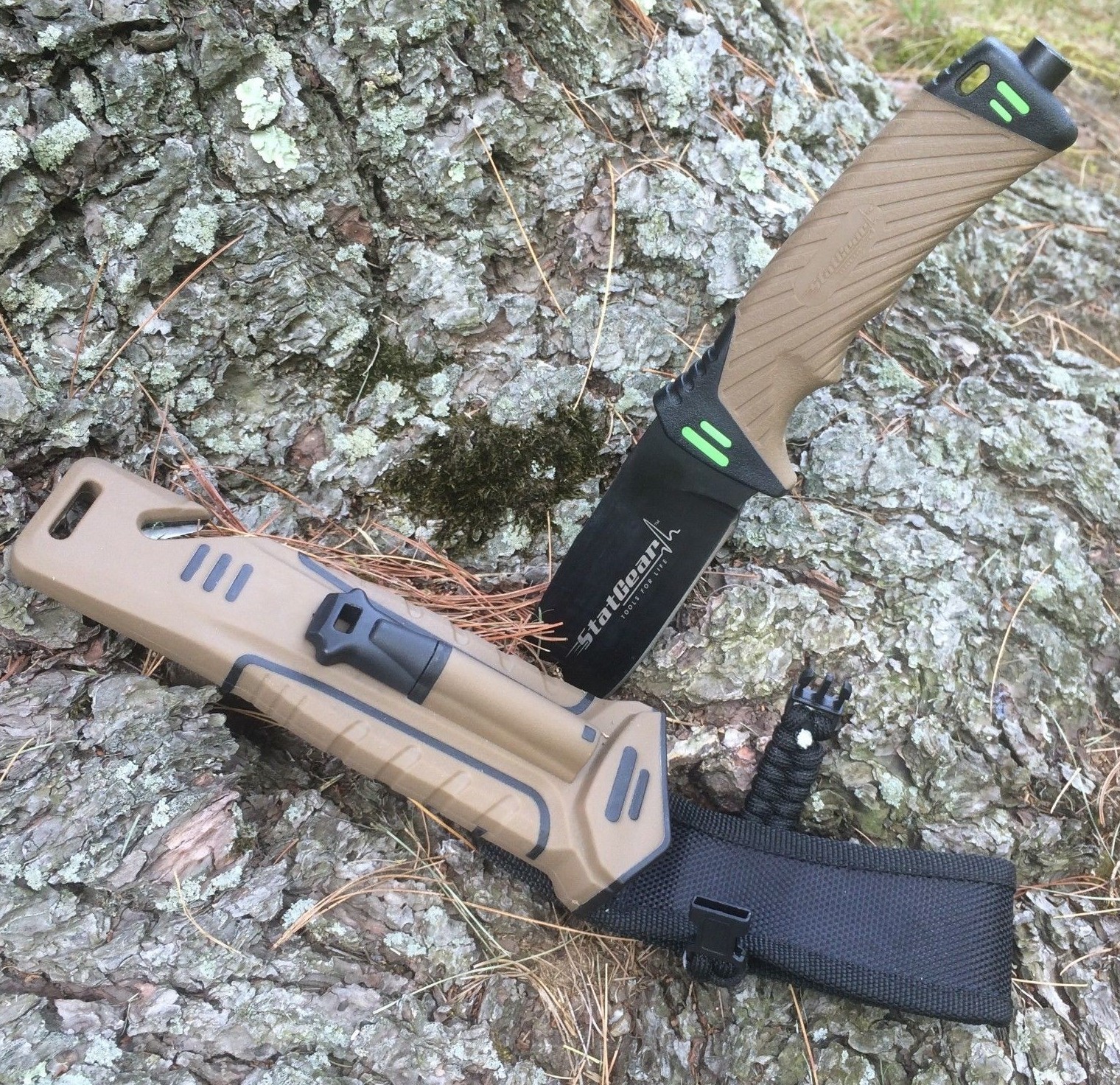 StatGear Surviv-All Hunting Knife – Sheath, Firestarter, Cord Cutter & Sharpener