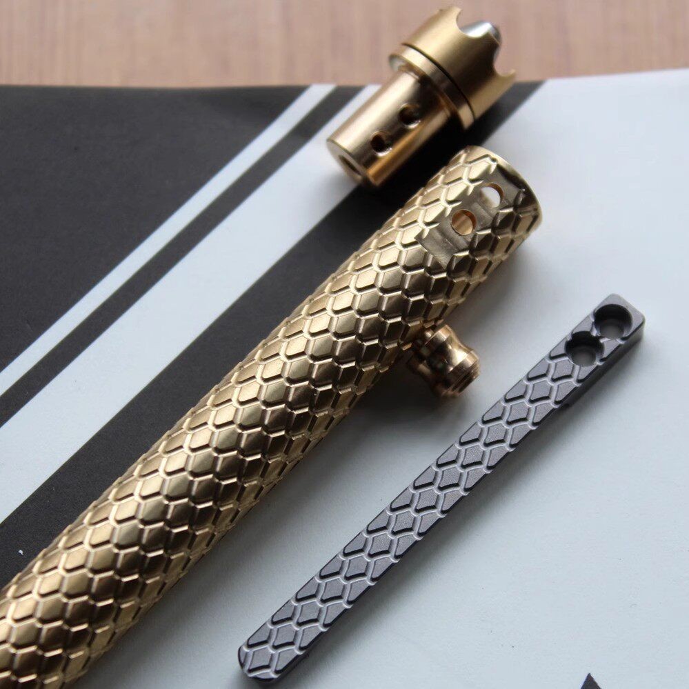 Titanium Alloy Dragon Scale Spinner Pen Brass EDC Gel Pen with Glass Breaker Tip